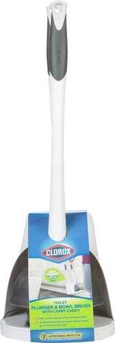 Clorox Toilet Plunger and Bowl Brush Combo with Caddy, 6.75 x 7 x 19.5 in