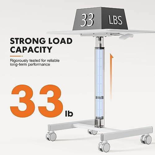 Sweetcrispy Mobile Rolling Desk, Small Standing Desk with Wheels
