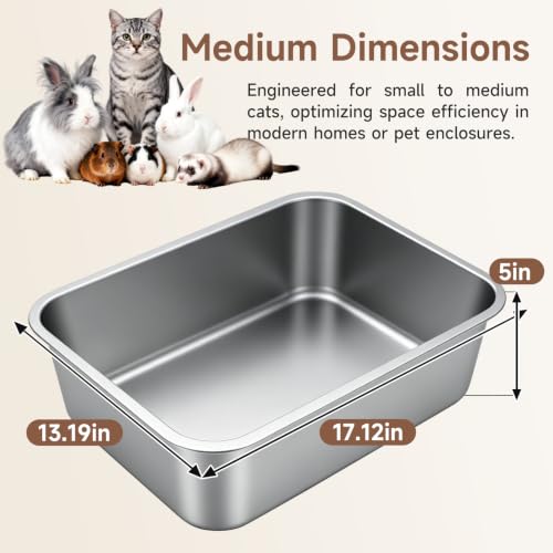 Stainless Steel High Sides Cat Litter Box,Medium