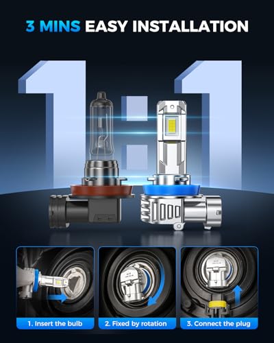 Marsauto H11 Light Bulbs, 40000LM M1L H11 LED Bulb, 80000H+ Lifespan H9 H8