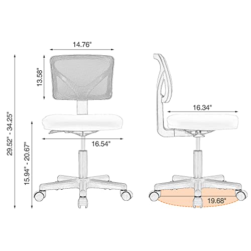 Sweetcrispy Small Armless Desk Chair, Mesh Rolling Office Chairs