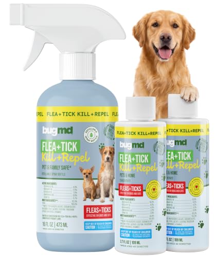 BugMD Flea and Tick Spray for Dogs - Kills & Repels on Contact