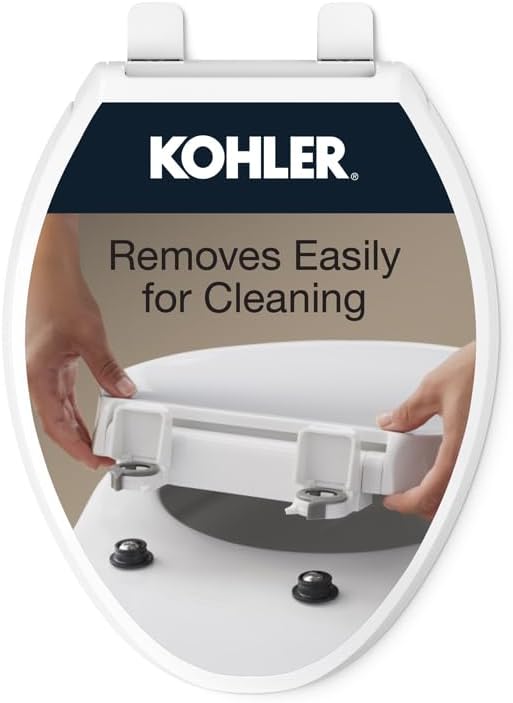 KOHLER 4636-RL-0 Cachet ReadyLatch Elongated Toilet Seat Slow Close, Soft
