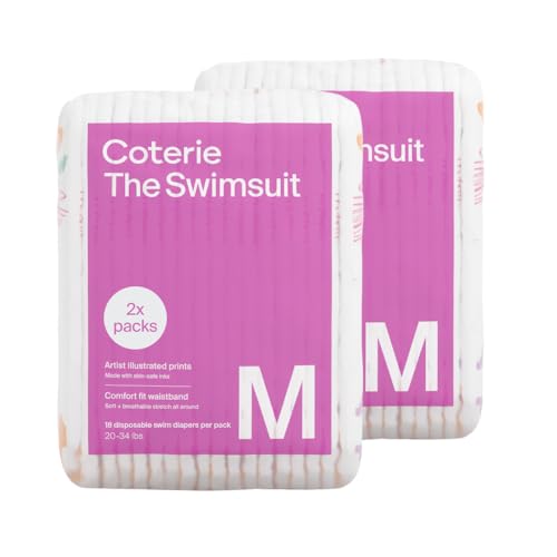 Coterie Baby Swim Diapers, Size Medium (20-34 lbs), 2-Pack
