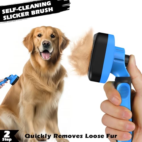 Professional 3PCS Self Cleaning Slicker Brush & Pet Grooming Rake & Flea Comb
