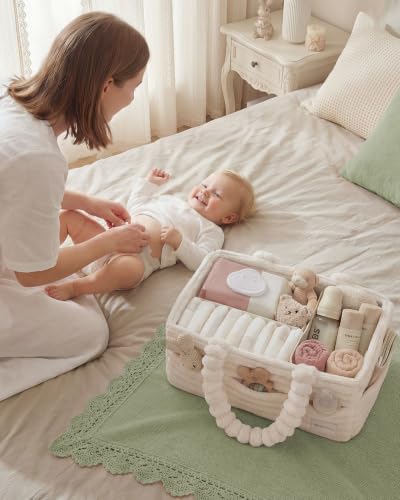 Blissful Diary Flannel Diaper Caddy Organizer & Gift Packaging, Cream Beige