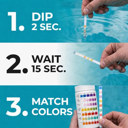 7 in 1 Pool Test Strips (150 Strips) - Easy to Use Water Testing Kit for