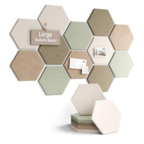 Fluxynara 12-Pack Hexagon Felt Bulletin Board Tiles, Linen Dusk-1