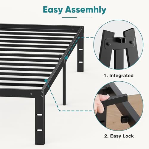 OLIXIS Twin Metal Platform Bed Frame - 14in High Heavy Duty Mattress