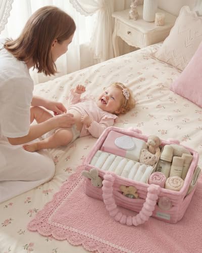 Blissful Diary Flannel Diaper Caddy Organizer with Gift Packaging, Portable