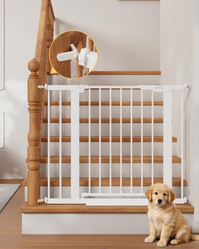 InnoTruth 27-36.6 in Wide Baby Gate for Stairs and Doorways, White