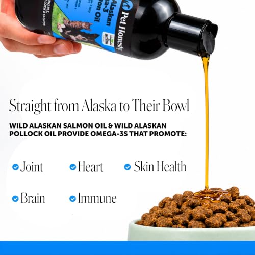 Wild Alaskan Salmon Oil for Dogs + Cats - 100% Pure Natural Omega 3 Fish Oil