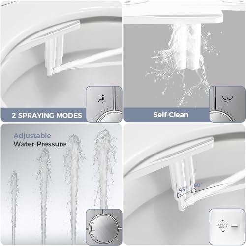 Upgrade Bidet Attachment for Toilet Seat, Adjustable Angle Dual Nozzle