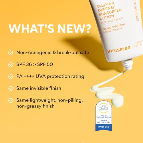 innisfree Daily UV Defense Sunscreen SPF 50+ PA++++, Korean Face Sunscreen