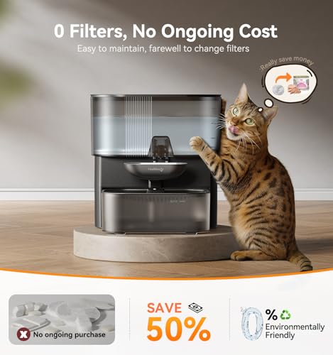 Wireless Cat Water Fountain No Filters, Wastewater Separation, FEELNEEDY