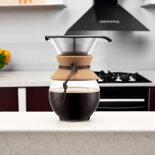 Bodum 34oz Pour Over Coffee Maker, High-Heat Borosilicate Glass with Reusable