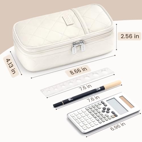 Sooez Cute Pencil Case, Soft Quilted Pencil Pouch, Large Pen Pencil Bag