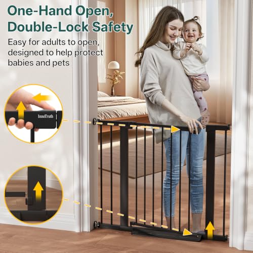 InnoTruth 27-36.6 in Wide Baby Gate for Stairs and Doorways, Black