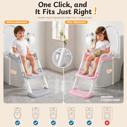 Orzbow Potty Training Seat with Step Stool, Adjustable Height, Anti-Slip