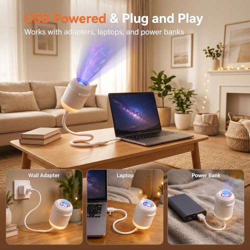 2-in-1 Galaxy Projector Night Light,USB Star Projector with Adjustable