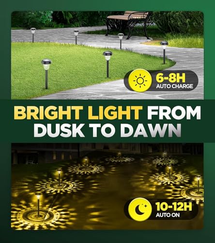 10 Pack Ultra Bright Solar Lights Outdoor Waterproof, from Dusk to Dawn Up to