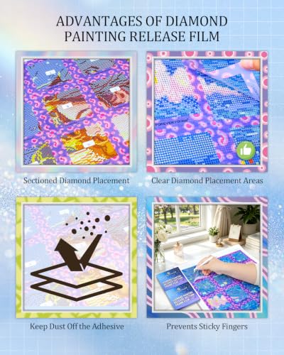 ForeverYoung Reusable Diamond Art Release Film 30 PCS Gradient Rainbow