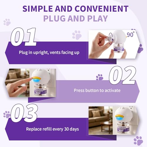 Cat Calming Diffuser Kit with 2 Diffusers & 4 Refills (48mL Each), Cat