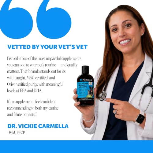 Wild Alaskan Salmon Oil for Dogs + Cats - 100% Pure Natural Omega 3 Fish Oil
