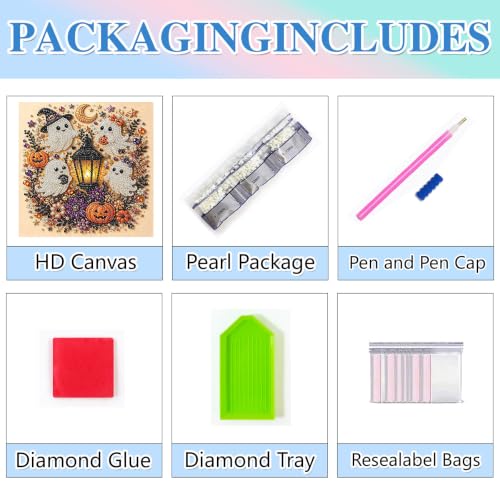 Halloween Ghost Pearl Diamond Art Kits for Adults with Frame 10x10in