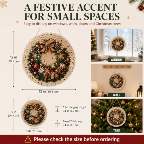 Christmas Pearl Diamond Painting Suncatcher Kit, DIY Craft (#C, 8in)