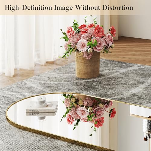 DUMOS 64"x21" Arched Full Length Floor Mirror, Full Body Mirror, Gold
