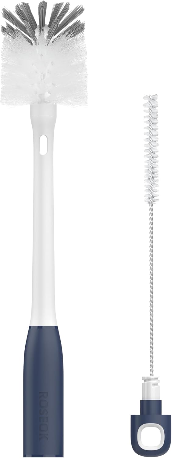 ROSEOK 2 in 1 Long Handle Bottle Brush with Straw Brush for Cleaning Glass