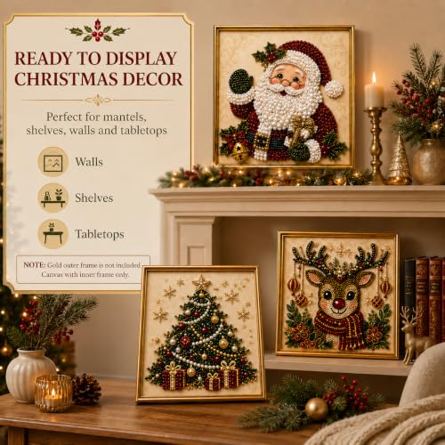 LJSCQF DIY Christmas Pearl Diamond Painting Art Kit with Frame, Home Wall