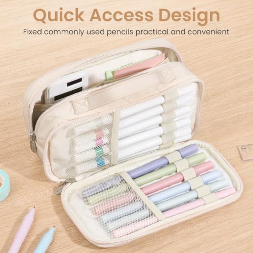 Sooez Large Pencil Case, Pencil Pouch with Handle, Pen Bag Marker Organizer