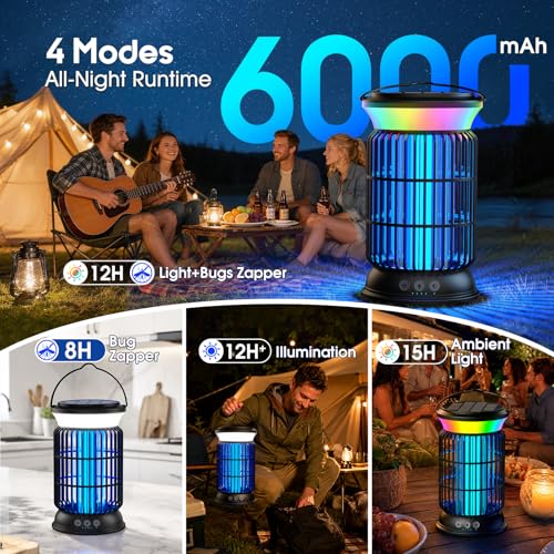 Solar Bug Zapper Outdoor, Mosquito Zapper with Rechargeable Bug Zapper