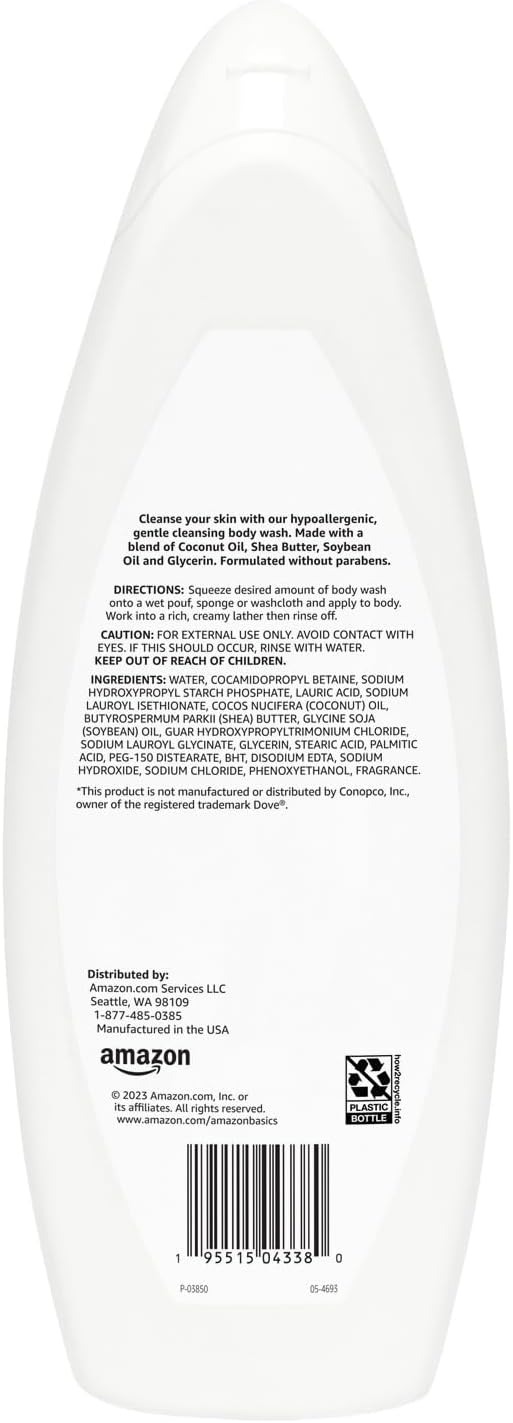 Amazon Basics Hypoallergenic Body Wash for Sensitive Skin, Creamy Lather