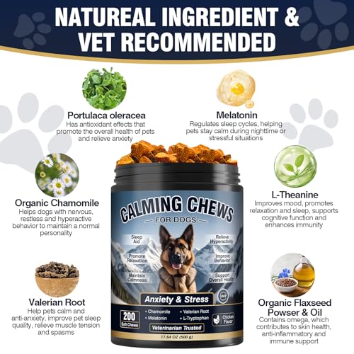 Calming Chews for Dogs 200ct, Dog Calming Chews - Anxiety and Stress Relief