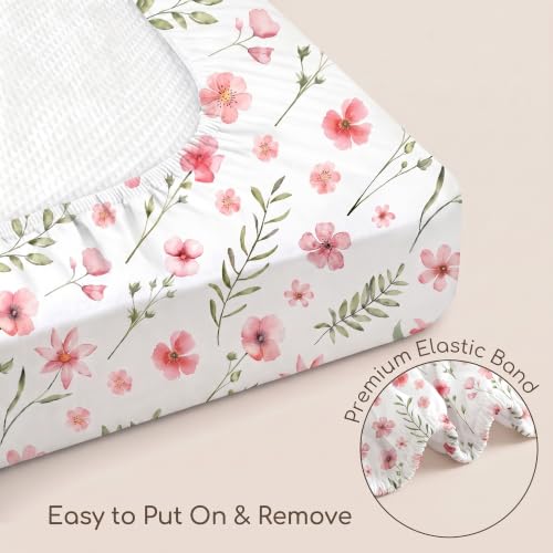 Pack and Play Mattress Sheets Fitted, 3 Pack Mini Crib Sheets