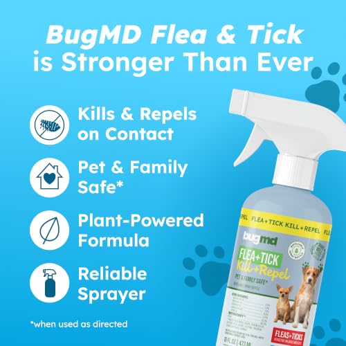 BugMD Flea and Tick Spray for Dogs - Kills & Repels on Contact