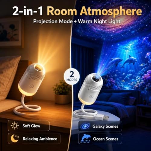 2027 Upgraded Hd Smart Dynamic 5d Holographic Night Light Projector, Plug and