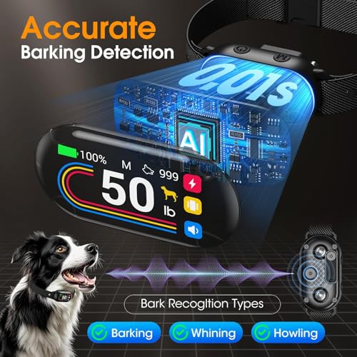 Dog Bark Collar for Small Medium Large Dogs 10-100lbs, Automatic Bark Device
