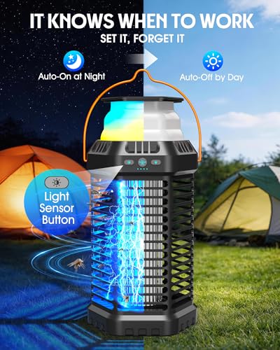 Foldable Solar Bug Zapper Outdoor – Portable 4500V Mosquito Zapper with 12H