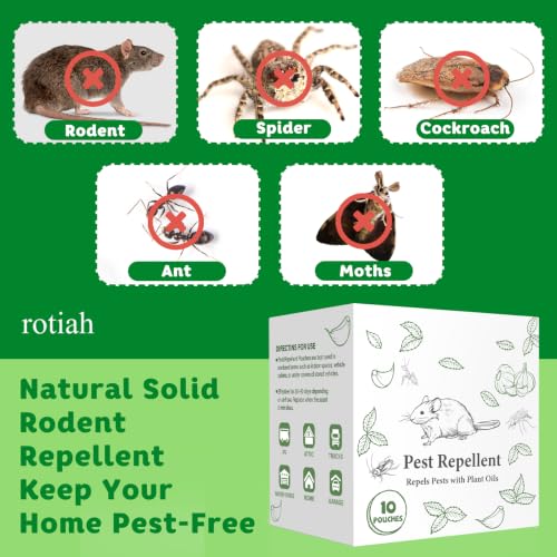Pest Rodent Repellent Pouches, Peppermint Oil for Mouse, Roach, Ant, Spider