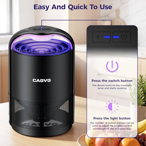 Fly Trap Indoor, Fruit Fly Traps for Indoors Suction & Adjust Light, Black