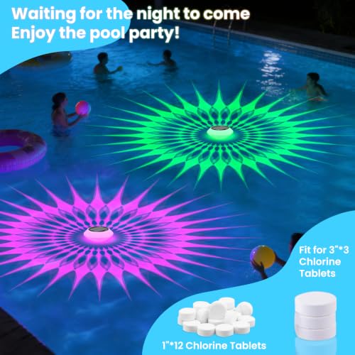 2026 Upgrade Solar Pool Chlorine Floater 3 Inch Tablets(1 Pack), 1800mAh