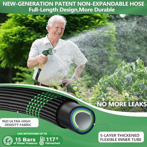 100 FT Non-Expanding Garden Hose, 2026 New Upgrated Non-Expandable Garden