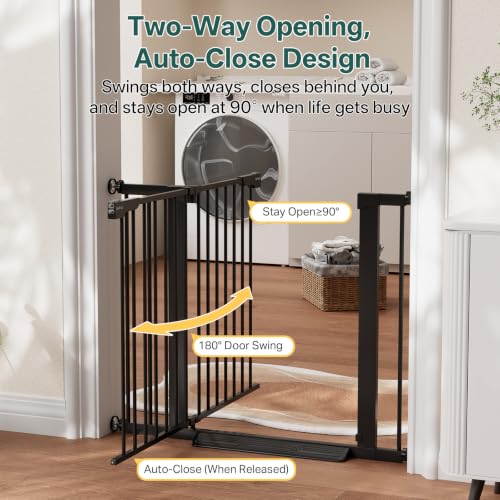 InnoTruth 27-36.6 in Wide Baby Gate for Stairs and Doorways, Black