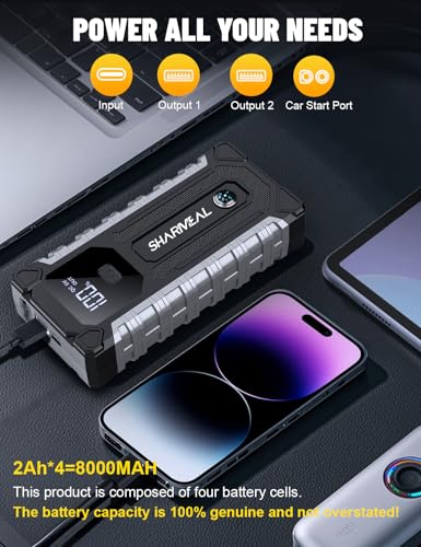 Sharmeal Car Jump Starter 7000A, Jump Starter Battery Pack for All Gas and