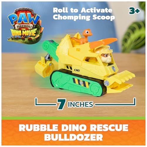 PAW Patrol The Dino Movie Rubble Dino Rescue Bulldozer Toy Truck