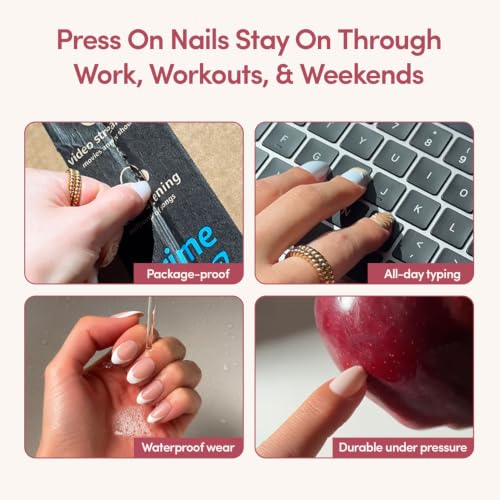 Glamnetic Press On Nails - Short Almond, Glossy Fake Nails 30 Pc Full Kit